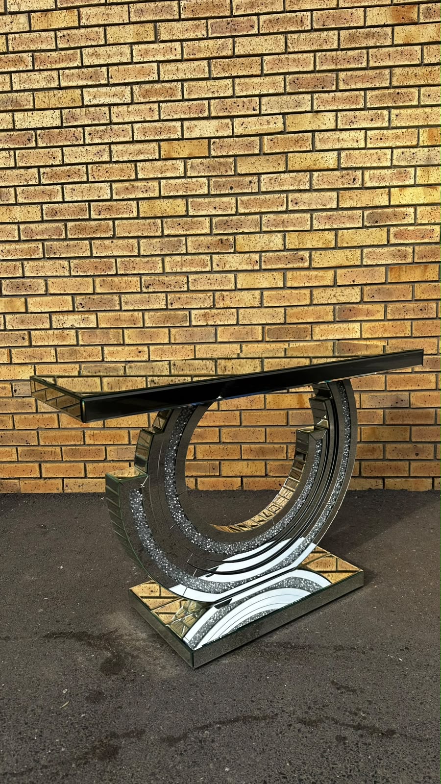Mirrored Entryway Console Table with Crystals - Image 3